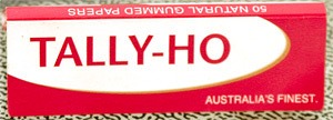 The front cover of a pack of Tally-Ho rolling papers with the slogan "Australia's Finest" printed on it.